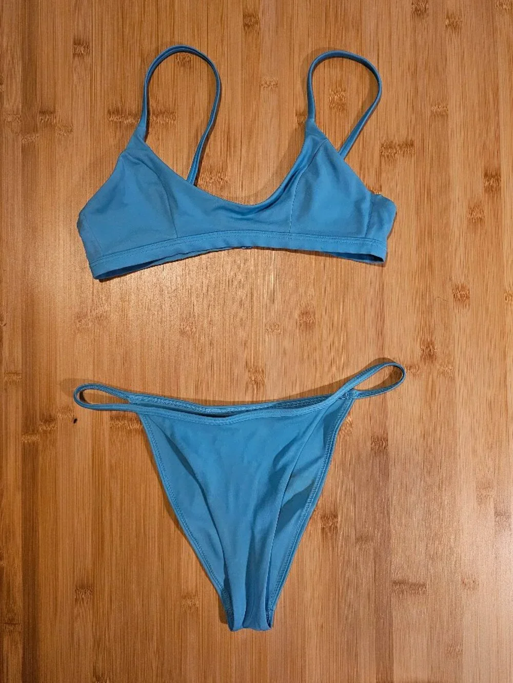Parade Sky Blue Minimal Scoop Neck Bikini Set - High Cut / Cheeky